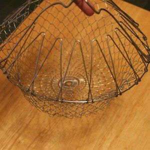 Stainless Steel Foldable Steam Rinse Strain Fry Basket Strainer Net